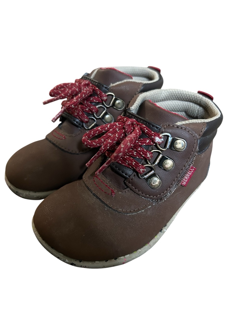 Merrell Kids Brown Boots with Red Laces